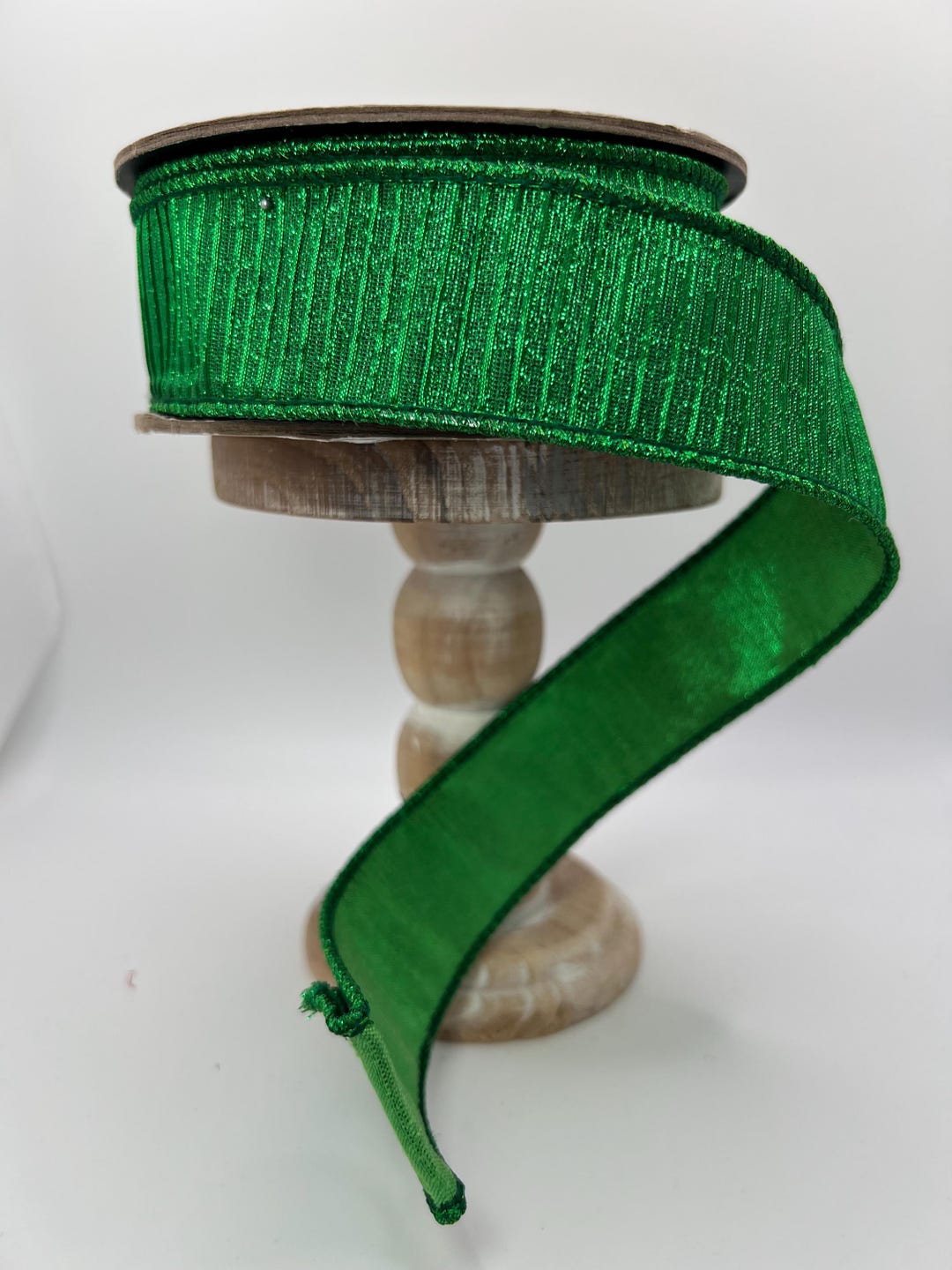 Green Ribbed Ribbon Shimmer Green Ribbon 1.5 Inch – D. Stevens Wired Ribbon for Christmas ...