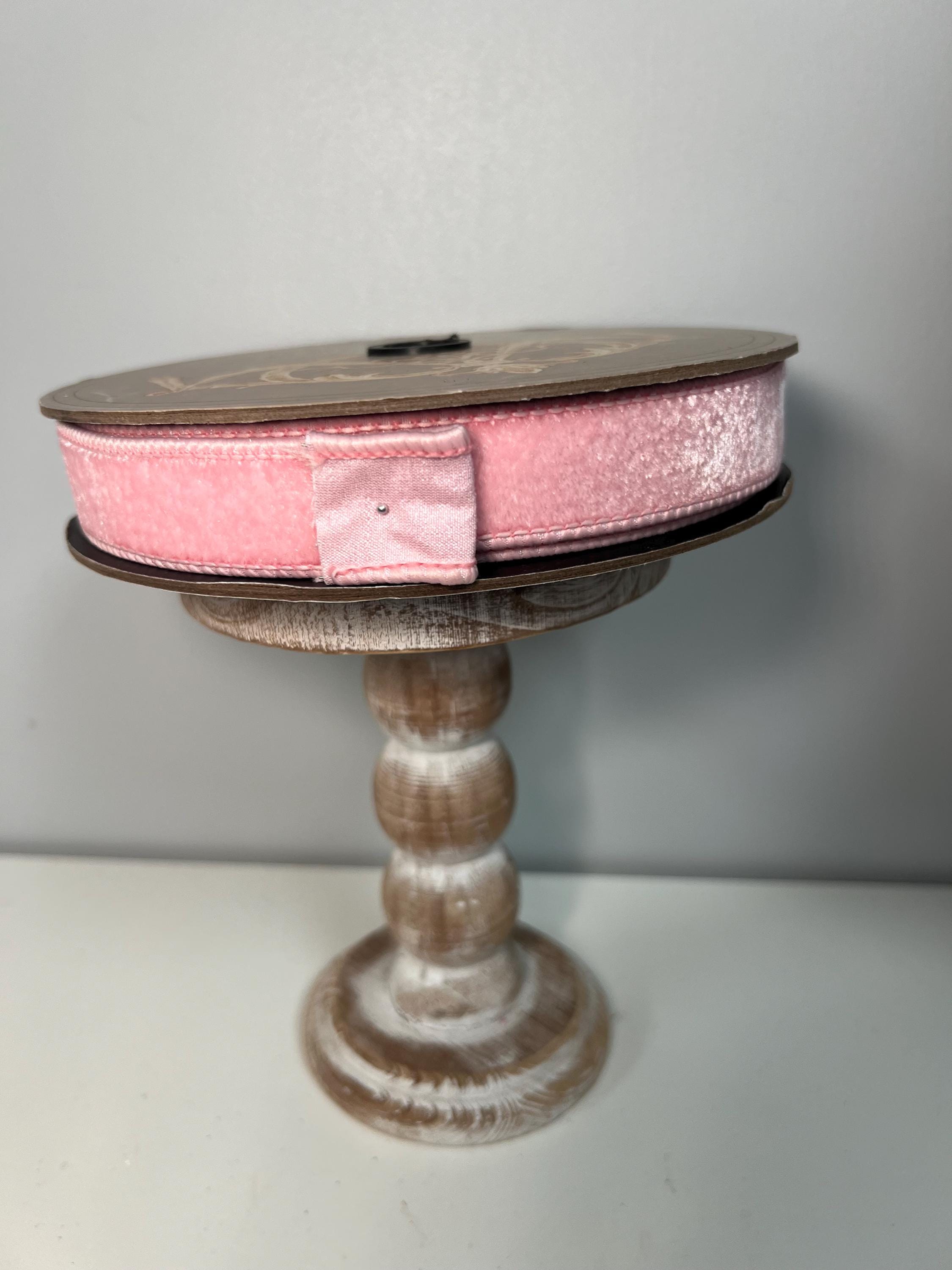 1 Inch Light Pink Double Sided Velvet Ribbon, Pink Christmas Ribbon, D ...