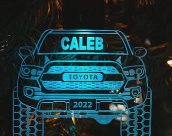 Personalized LED Light-Up Truck Ornament - Custom Engraved & Rechargeable