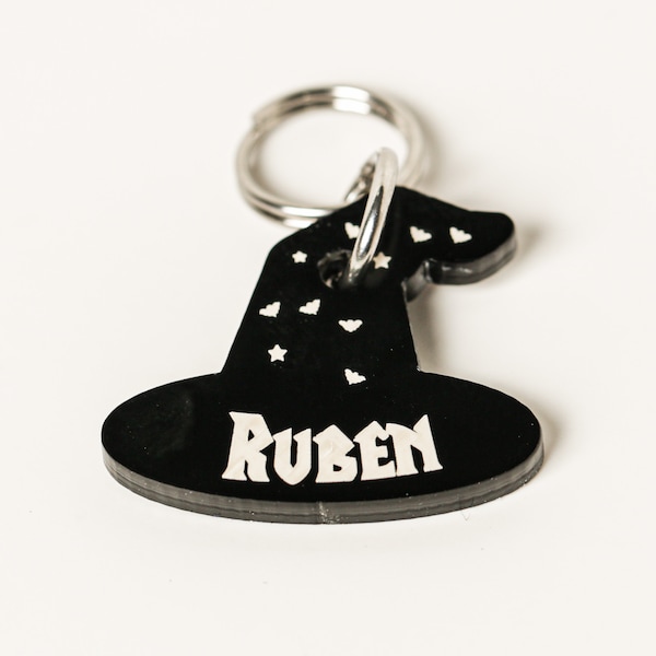 Personalized Witch Pet Tag, Perfect tag for cats, 10 different fonts available, Spooky Pet Tags