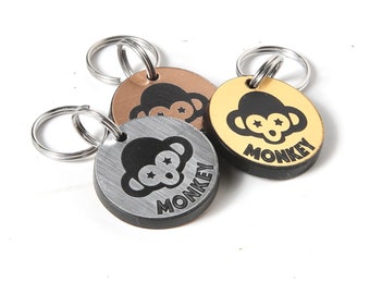 Personalized Monkey Pet Tag - Monkey Dog Tag - Simba Cat Tag - Monkey Pet Tag