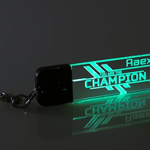 Personalized Legends you are the champion Key chain - Made in USA - Color Changing - Stocking Stuffer - Acrylic Keychain