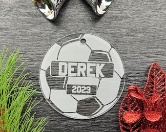 Soccer Ball Ornament Personalized with Name and Date -  Gift for soccer fan - Sports Ornament