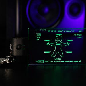 Personalized LED Illuminated Pip-Boy screen, perfect gift for Fallout fans