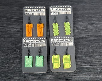 Cyberpunk Earrings , UV Reactive, Black Light Reactive Earrings