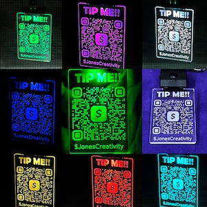 Personalized QR Code Led Pendant | QR code Led Necklace Light Up Keychain | Made in USA | Color Changing | Stocking Stuffer | Led Keychain