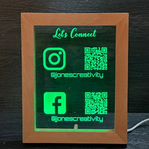 Personalized LED QR Code Sign - Scan to Pay Sign - Connect With Us Sign -  Business Social Media Sign, Social Media Sign - QR Code Sign