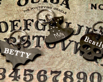 Personalized Bat Pet Tag or Human ID Tag, Perfect tag for cats, 10 different fonts available, Spooky Pet Tags, Cat ID Tag