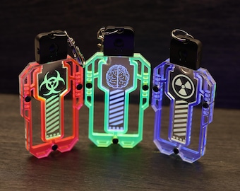 LED Cyberpunk Emergency Access Key  Pendant - Cyberwear - Futuristic Cosplay Prop