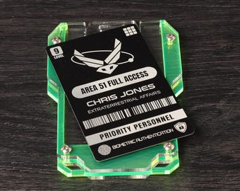 Personalized AREA 51 ID Card – Laser Engraved Aluminum UFO Pass.