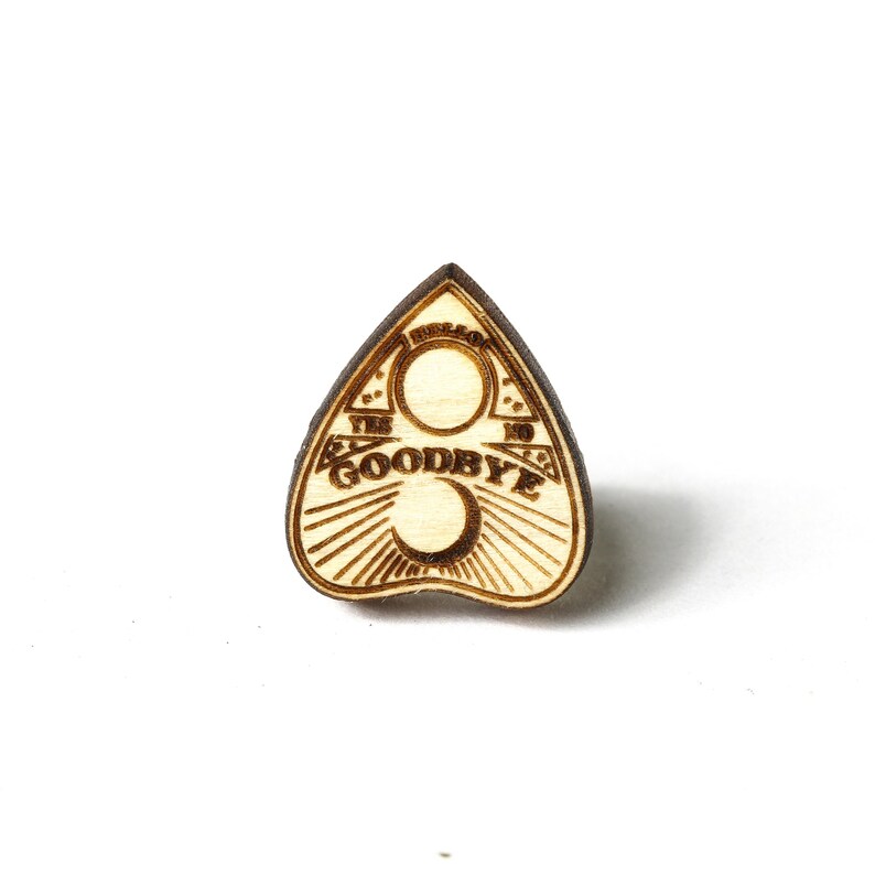 Ouija Planchette Stud Earrings: Detailed Maple Wood - Lightweight Design image 3