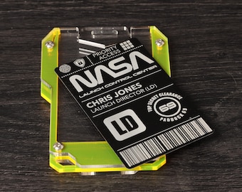 Personalized NASA Launch Control ID Card - Aluminum ID card -  Astronaut Gift.
