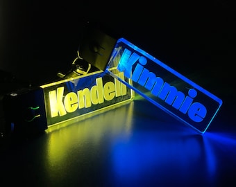 Personalized LED Light Up Name Keychain | USA Made | Color Changing | Stocking Stuffer | Acrylic Name Tag | Swag | Gift Idea | Custom Gift