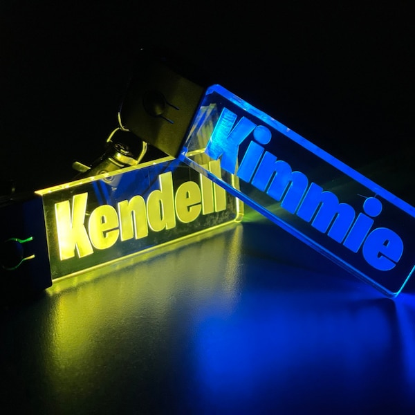 Personalized LED Light Up Name Keychain | USA Made | Color Changing | Stocking Stuffer | Acrylic Name Tag | Swag | Gift Idea | Custom Gift
