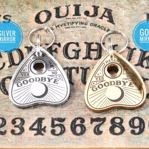 Ouija gepersonaliseerde huisdiertag, ouijaplanchette, gepersonaliseerde huisdier-ID-tag, geestvriendelijk, ID-tag en hond-ID-tag, heks huisdiertag, griezelige huisdiertag