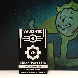 Personalized Vault-Tec Access ID Laser Engraved Aluminum - Gift for Fallout fans