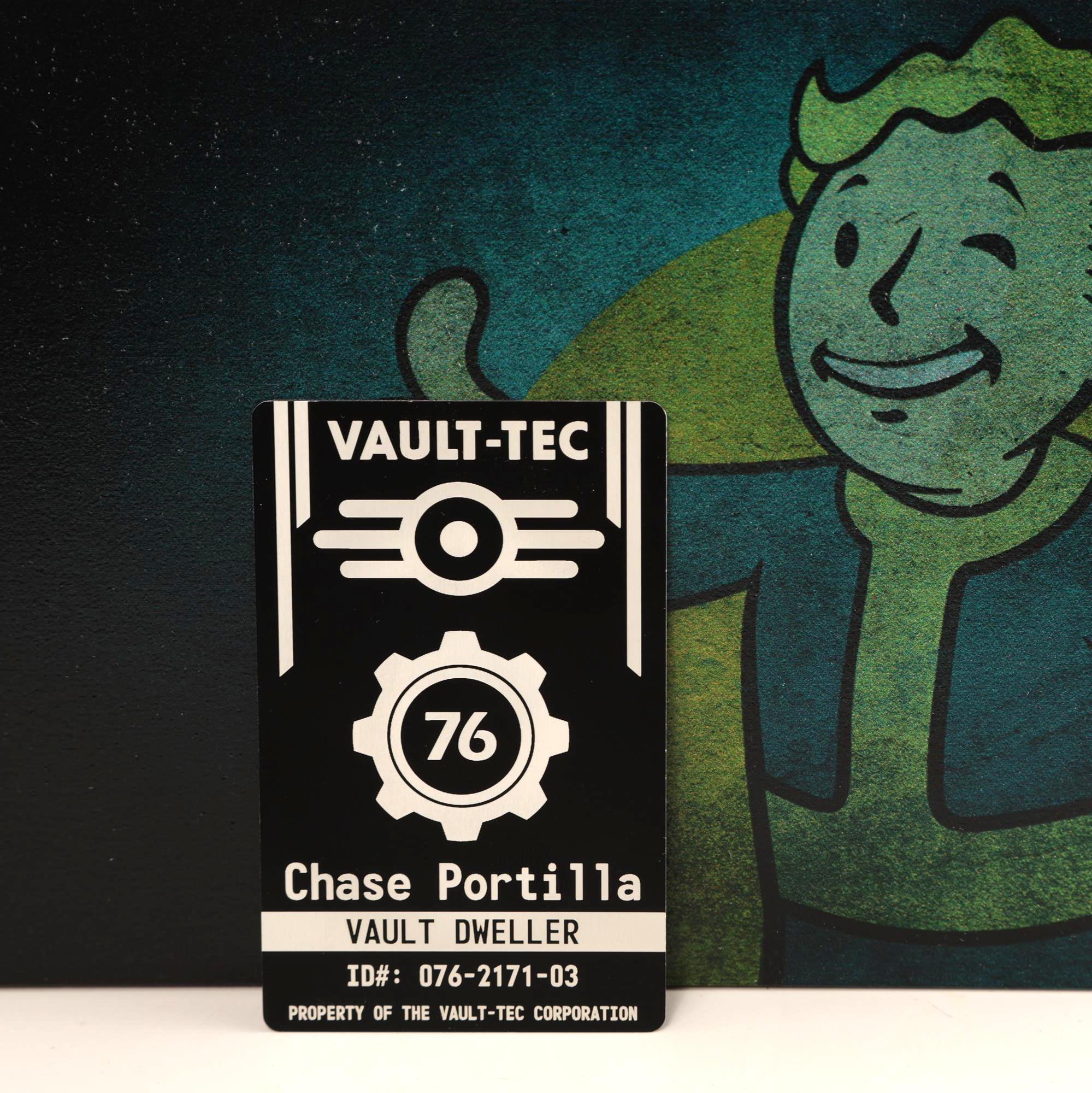 Personalized Vault-Tec Access ID Laser Engraved Aluminum - Gift for Fallout fans