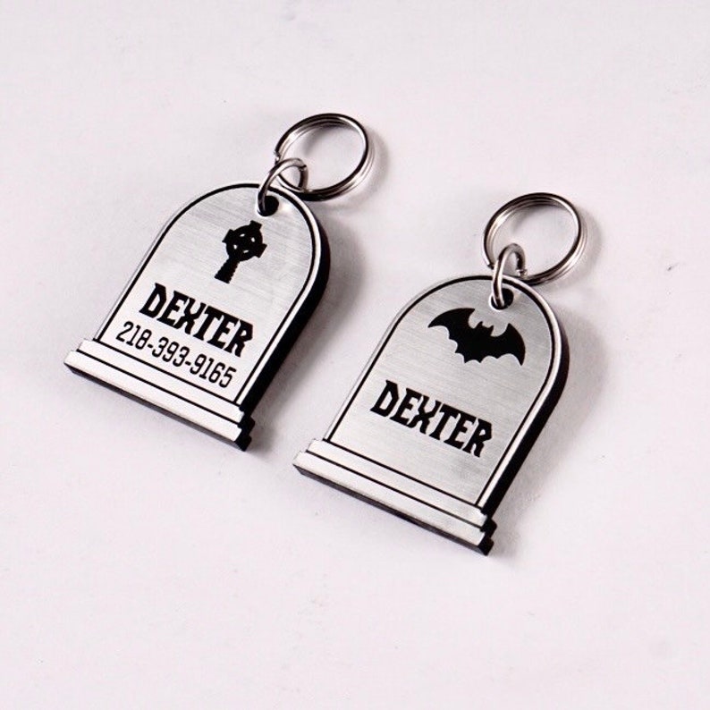 Grave Perfection Tombstone Personalized Pet Tag Halloween Cat ID Tag Spirit Friendly Dog ID Tag Witch Pet Tag Spooky Pet Tag Silver