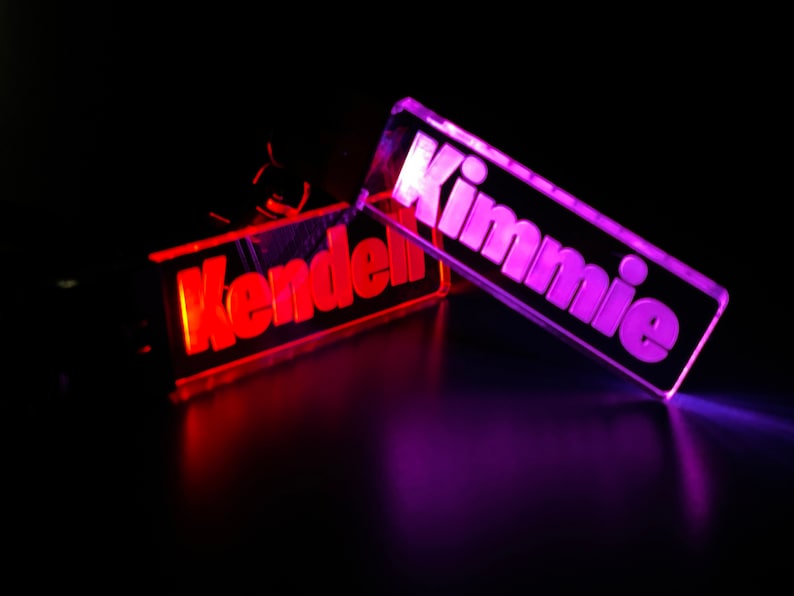 Personalized LED Light up Name Keychain USA Made Color Etsy