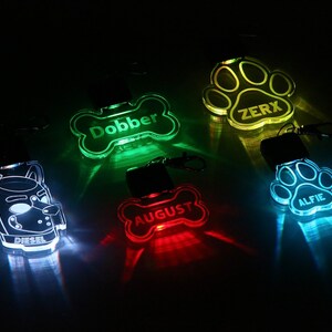 Human Pup Necklace Light Up Dog Tag Color Changing Stocking Stuffer LED Bone Tag Acrylic Name Tag image 1