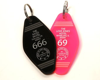 Custom Retro Motel Key Fob, Use Your Custom Text or your Logo