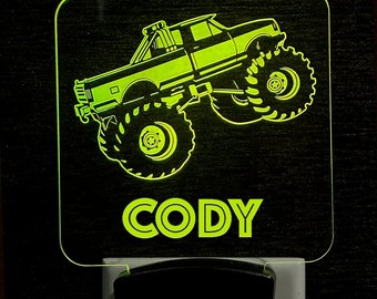 Monster Truck Sign - Monster Truck LED Sign - Monster Truck LED Night Light - Personalized LED Sign - Monster Truck Personalized Sign