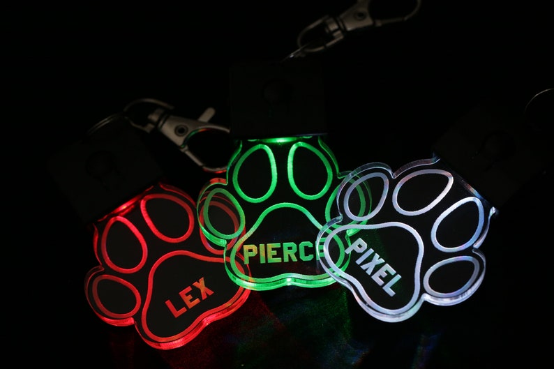 Human Pup Necklace Light Up Dog Tag Color Changing Stocking Stuffer LED Bone Tag Acrylic Name Tag image 5