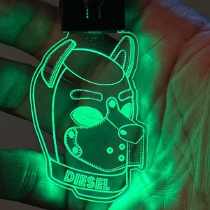 Human Pup Necklace Light Up Dog Tag Color Changing Stocking Stuffer LED Bone Tag Acrylic Name Tag image 8