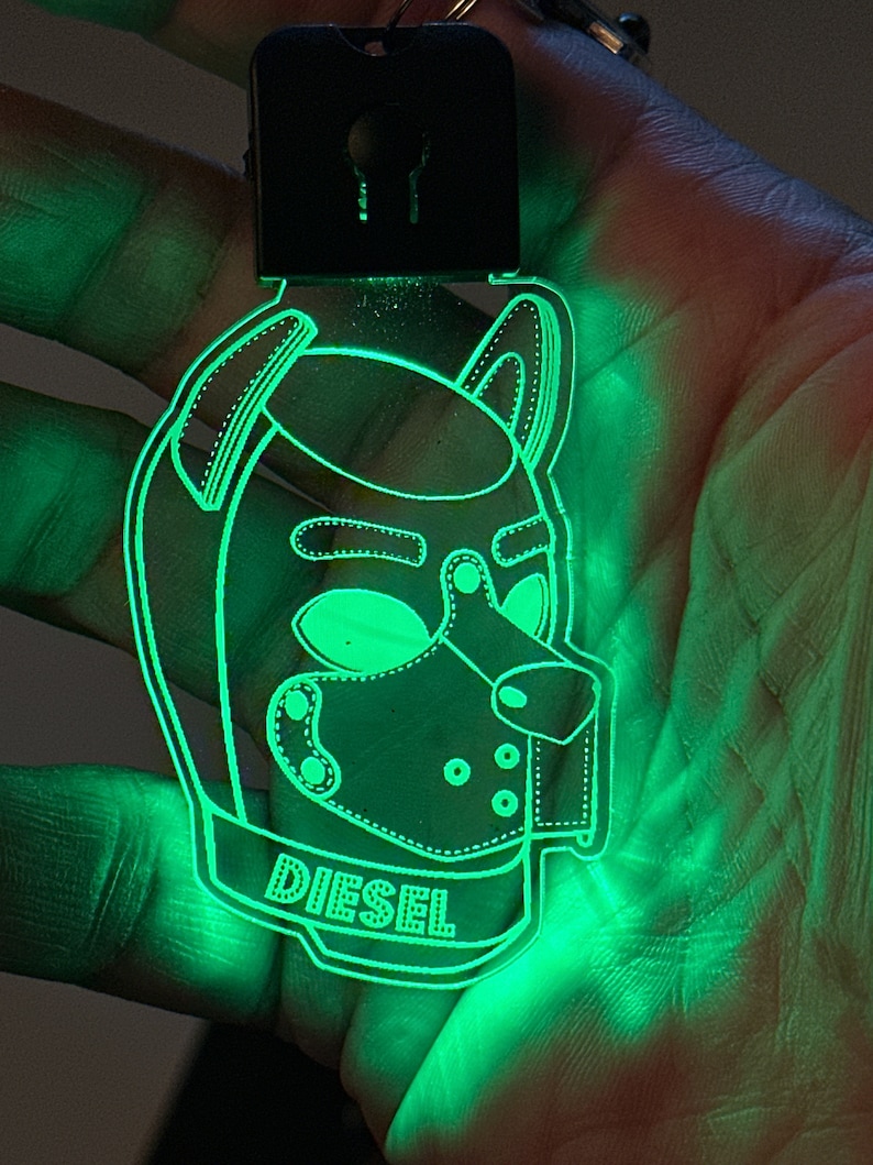 Human Pup Necklace Light Up Dog Tag Color Changing Stocking Stuffer LED Bone Tag Acrylic Name Tag image 8