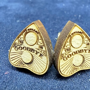 Ouija Planchette Stud Earrings: Detailed Maple Wood - Lightweight Design image 5