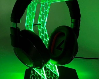 Personalized Headphone Stand - Gift for Gamers -  Custom Stand -  RGB— Universal Fit - Any Username/Any Gamer Tag