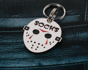 Jason Mask Pet Tag, Jason Personalized Pet Tag - Hockey Mask Pet Tag - Psycho Pet Tag