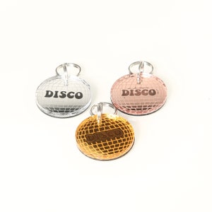 Personalized Disco Ball Pet Tag - Personalized Mirror Ball Pet ID Tag - Disco Pet Tag - Mirror Disco Ball Pet ID Tag - Custom Pet Tag