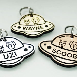 Personalized UFO Pet Tag - UFO Dog Tag - UFO Cat Tag - unknown flying object - alien dog tag - space id tad - luna id tag