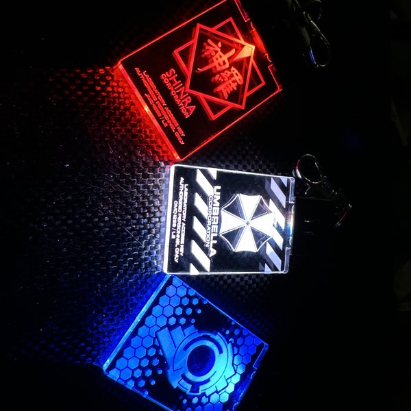 Cyberpunk Keychain - Color Changing - Umbrella Corp - Shinra Corp - Section 9Light Up Cyberpunk Keychain