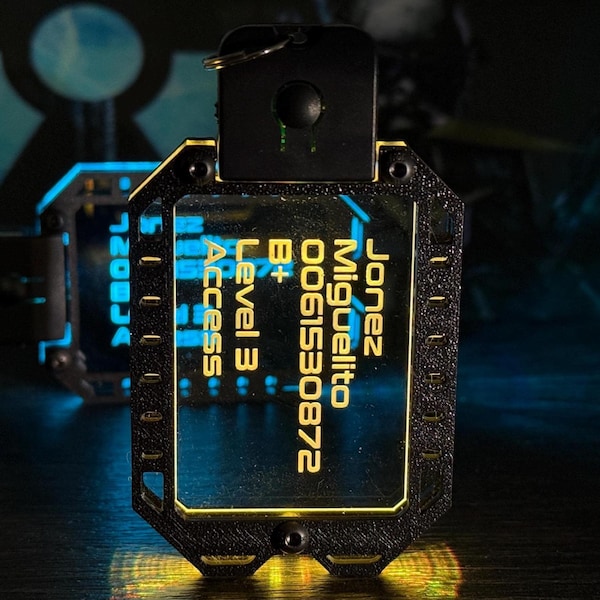 Personalized Cyberpunk LED Military Dog Tags – Rechargeable Acrylic Badge for Cosplay & Conventions