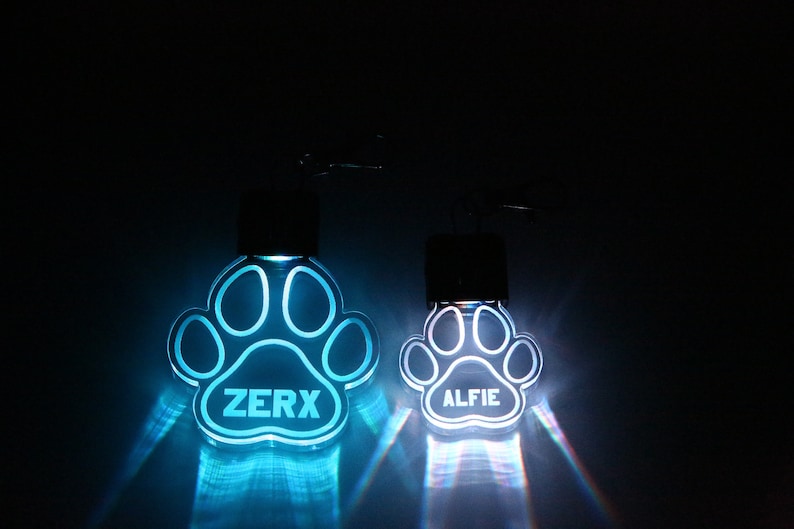 Human Pup Necklace Light Up Dog Tag Color Changing Stocking Stuffer LED Bone Tag Acrylic Name Tag image 2