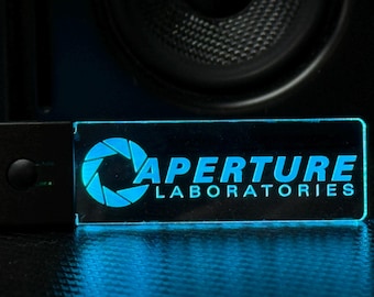 Aperture Laboratories LED Keychain - Color Changing - Futuristic LED Keychains - Stocking Stuffer - For Portal Fans