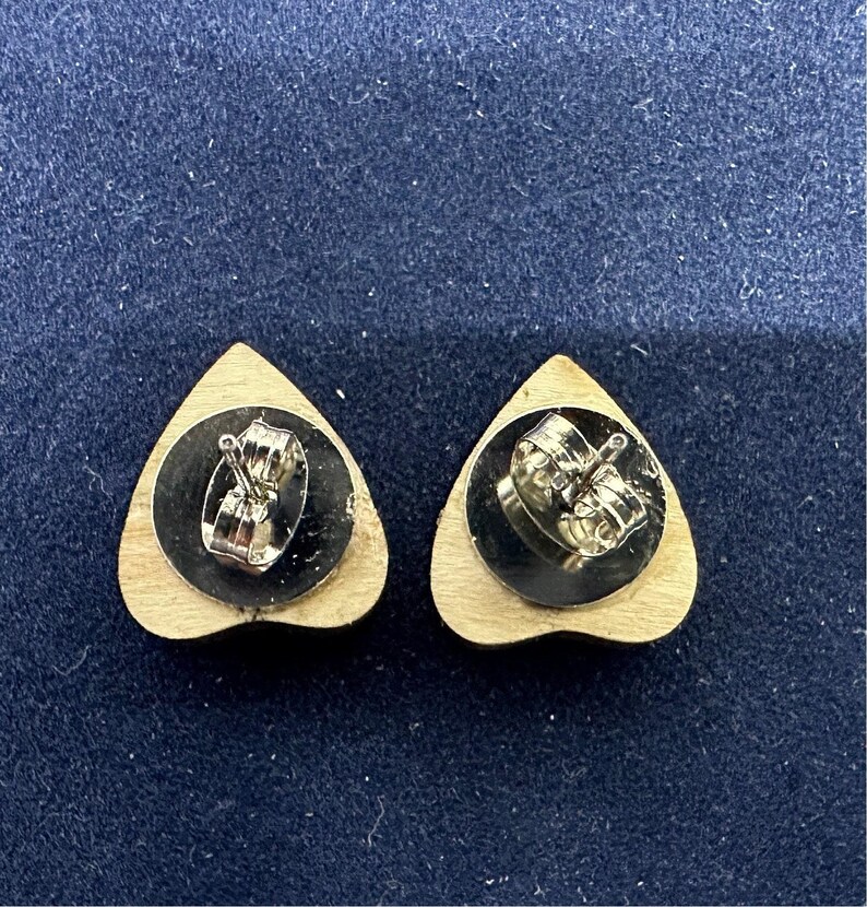 Ouija Planchette Stud Earrings: Detailed Maple Wood - Lightweight Design image 7