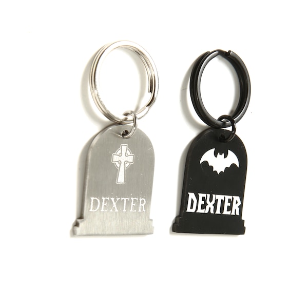 Etiqueta de identificación para mascotas personalizada con forma de lápida - Etiqueta de identificación para gatos de Halloween - Etiqueta de identificación para perros - Etiqueta de identificación para mascotas de bruja - Etiqueta de identificación para mascotas espeluznante