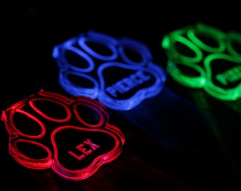 Personalized LED Dog Tag - Light Up Dog Tag - Color Changing - Stocking Stuffer - LED Dog Tag - Acrylic Name Tag