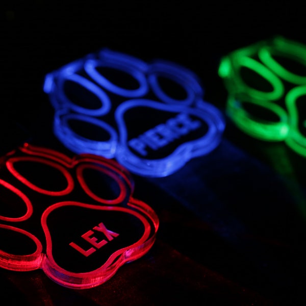 Personalized LED Dog Tag - Light Up Dog Tag - Color Changing - Stocking Stuffer - LED Dog Tag - Acrylic Name Tag