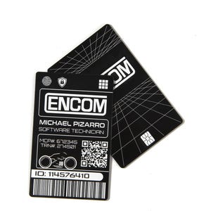 Personalized ENCOM MCP Light cycle ID Card, Encom Access Pass. A Quality Laser Engraved, Aluminum, Prop.