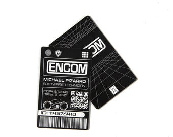 Personalized ENCOM MCP Light cycle ID Card, Encom Access Pass. A Quality Laser Engraved, Aluminum, Prop.
