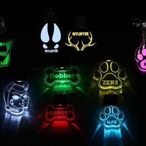 Human Pup Necklace - Light Up Dog Tag - Color Changing - Stocking Stuffer - LED Bone Tag - Acrylic Name Tag