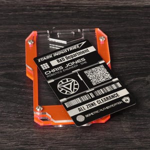 IRON MAN - Tarjeta de identificación personalizada de Stark Industries. Accesorio de cosplay de alta calidad, de aluminio, ideal como tarjeta de billetera de los Vengadores.