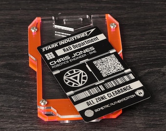 Personalized Stark Industries ID Badge – Custom Laser Engraved Aluminum Card – Marvel Iron Man Fan Gift – Cosplay Prop