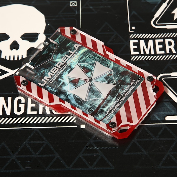 Anpassad akrylskylthållare – Cyberpunk Umbrella Corp Design, valfri LED-uppgradering