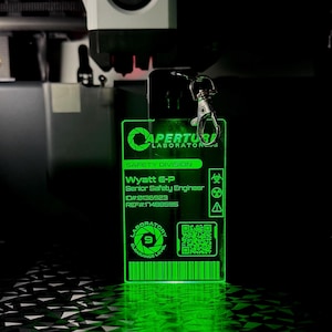 Personalized LED Illuminated Aperture Laboratories Access Badge, perfect gift for Portal fans