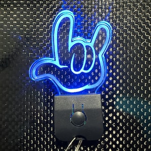 I Love You LED Keychain  - ASL Love  Symbol - Color Changing - Stocking Stuffer